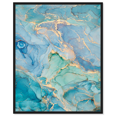 «Jupiter Inks», art mural moderne bleu abstrait par Everly Quinn