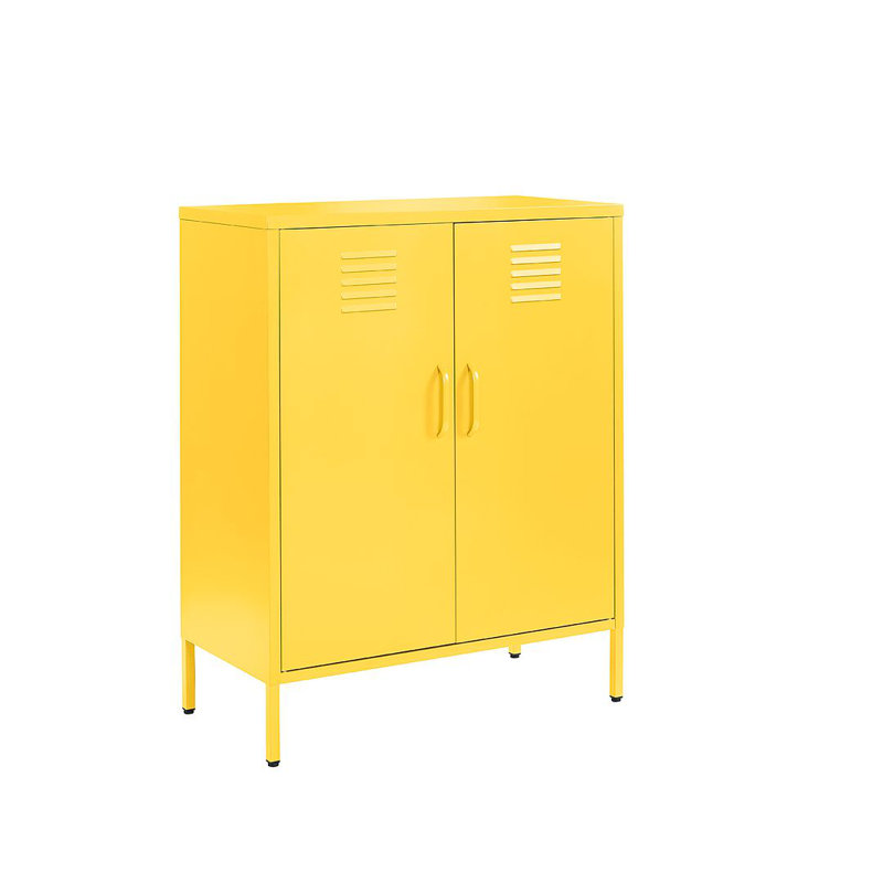 Nanticoke Metal Sideboard 2 Door Retro Industrial Chest Drinks Cabinet, Yellow