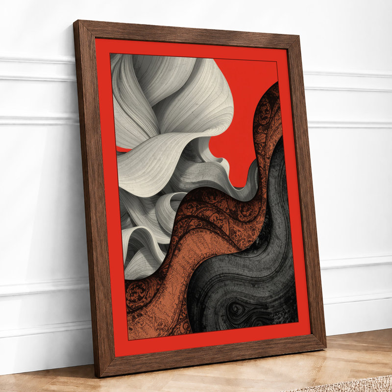 Flowing Forms Modern - Framed Print, A2 - 59.4 x 42.0 cm, Walnut