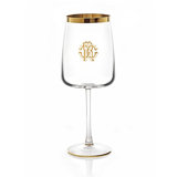 Wine Goblet NEW MONOGRAM  Gold 14.5 oz, H 8.5 in