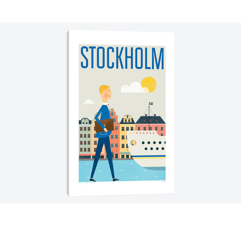 «Stockholm», impression sur toile, H 60 po x l 40po x P 1,5 po, Toile tendue, Pas de tapis