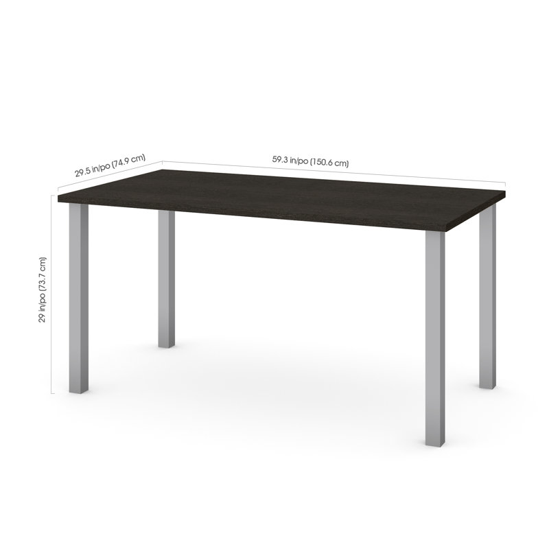 Manufactured Wood and Metal Writing Desk, Deep Gray, 29" H x 59.3" W x 29.5" D
