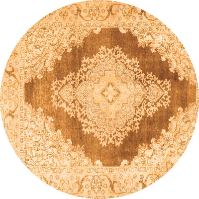 Tapis oriental orange tissé à la machine Mikaeyla