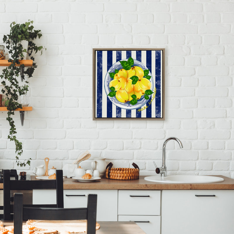 Faites de la limonade sur un cadre flottant à rayures, design par Lori Mosley, H 25 po x l 25 po