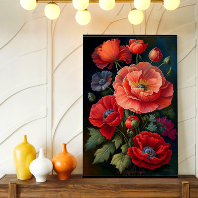 Red Pomegranate Oil Painting Canvas Fruit Still Life Kitchen Decor Wall Art, Pink Botanical Floral, Decorative Home Accent, Kitchen, Dining Room and Breakfast Nook Decor, Gallery Wall Artwork