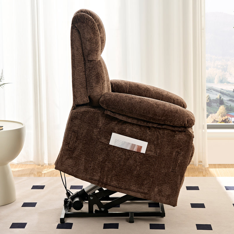 Electric Recliner With Armrests, Ergonomic Square & Electric Massage Backrest, Soft Upholstery & Storage Side Pockets For Living Rooms, Dens & Theaters