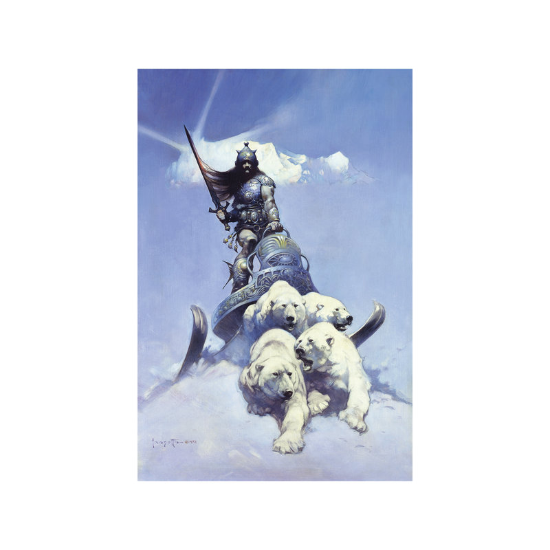 Silver Warrior by Frank Frazetta - Wrapped Canvas Painting, 45.72cm H x 30.48cm W x 1.91cm D