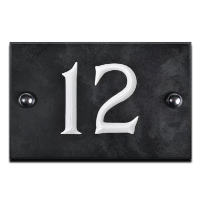 Slate House Number Rectangle Wall Mounted Required