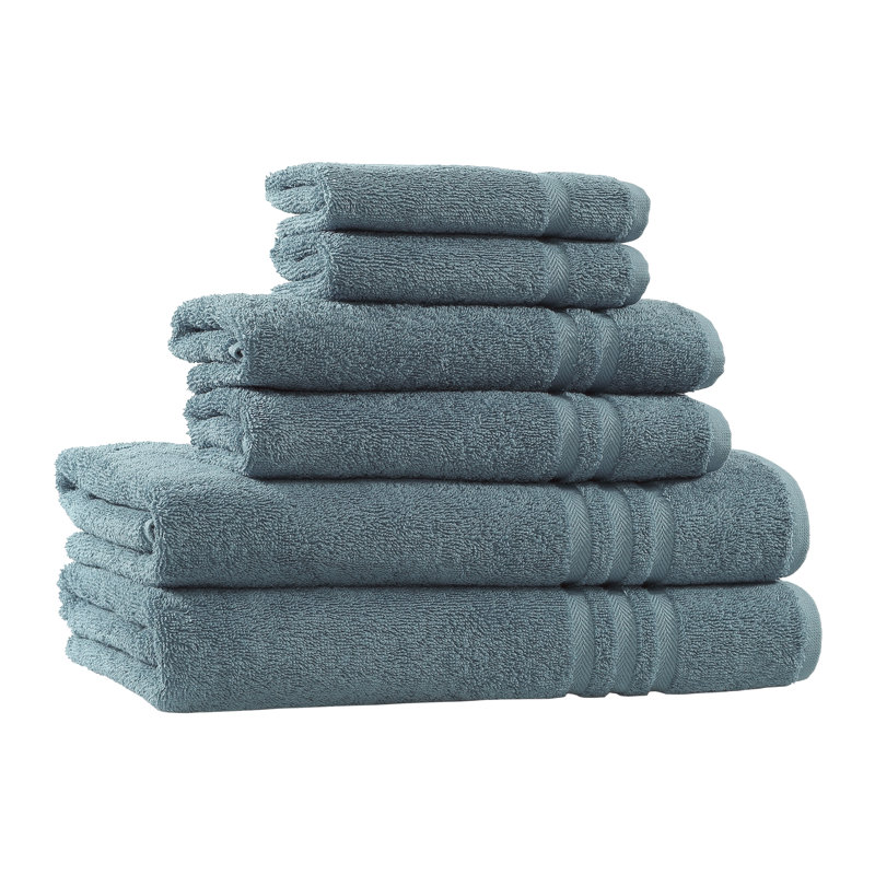 Ensemble de serviettes en coton turc 6 pièces Denzi, Bleu Denzi