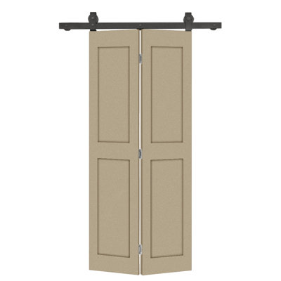 Ensemble de quincaillerie pour porte de grange coulissante en composite non fini 2 panneaux