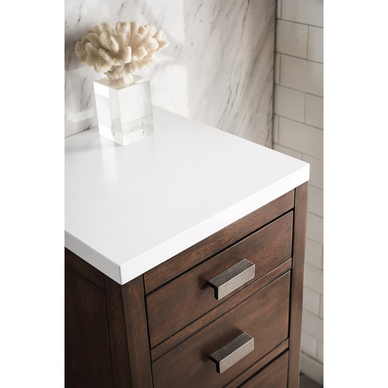 Addison 15" W Bathroom Cabinet, White Zeus, Mid-Century Acacia