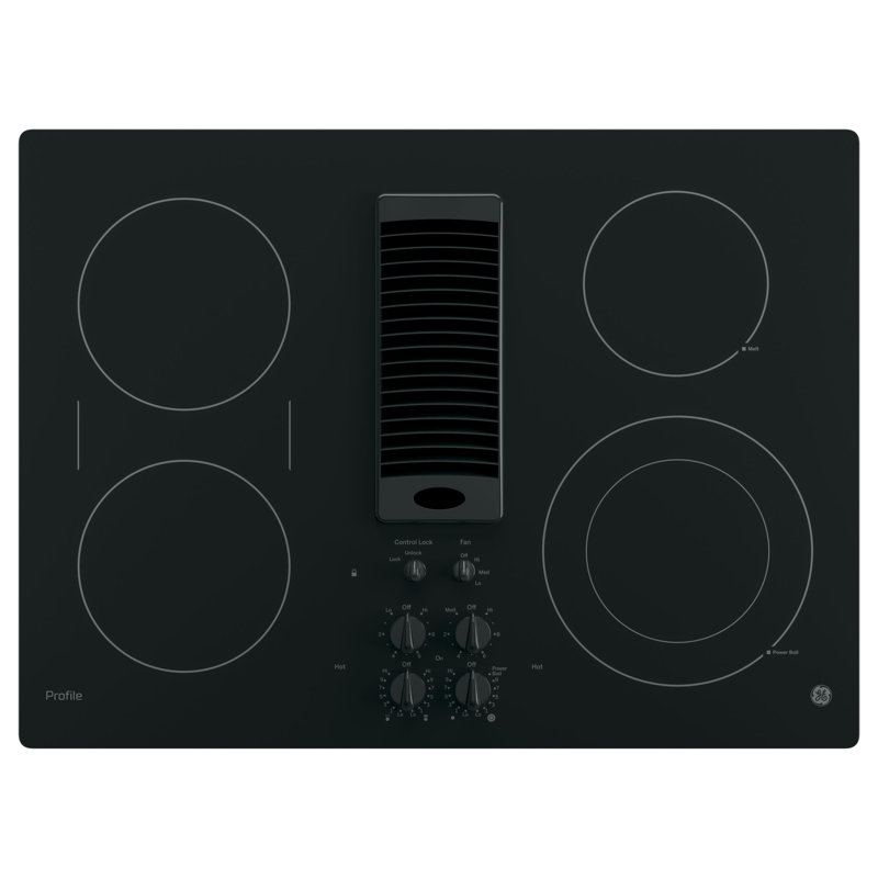Downdraft Electric Cooktop, Black, Black