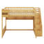 Grand lit mezzanine en bois avec escalier et garde-robe, lit superposé multifonctionnel avec tablettes de rangement et espace sous le lit-1664783983