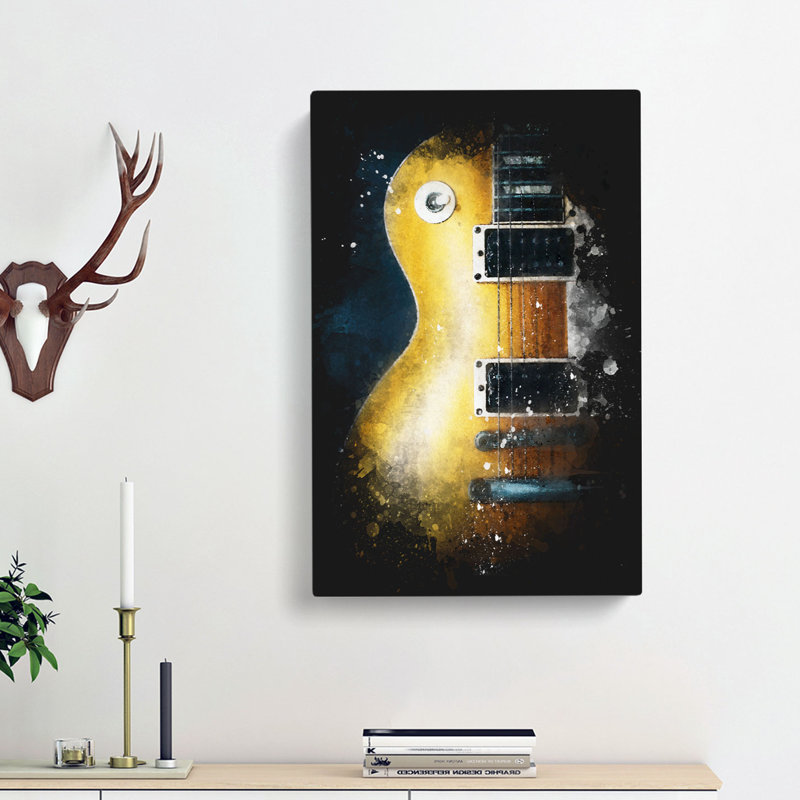 Aged Electric Guitar - Wrapped Canvas Painting, 76cm H x 50cm W x 3cm D