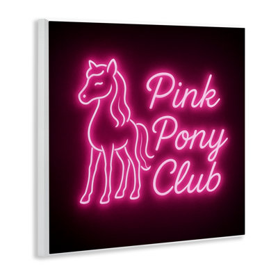 Plaque murale rose poney club néon, design par Grotto Studios