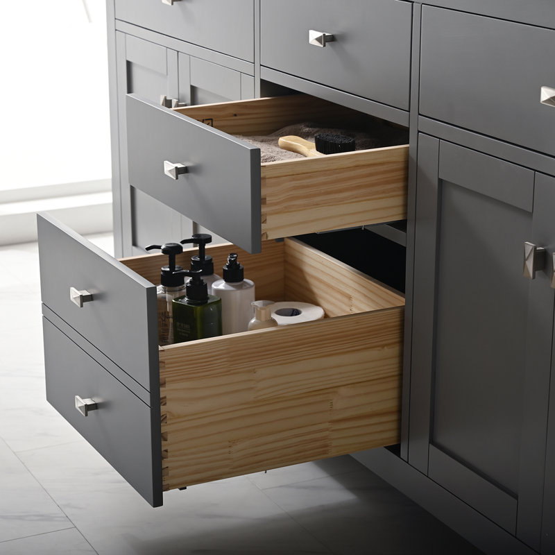Odilion 72 Inch Grey Transitional Double Sink Bathroom Vanity, Gray