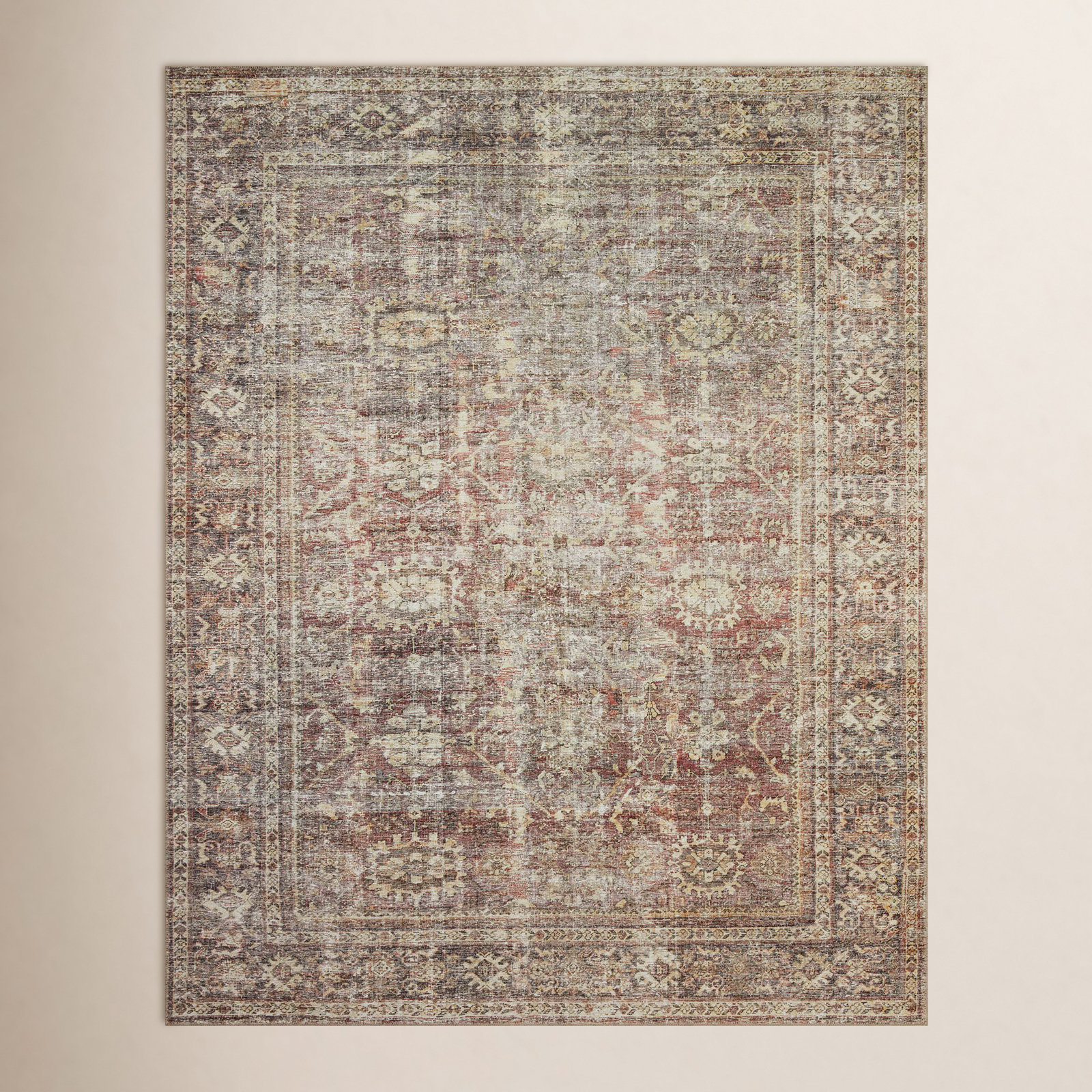 Georgie Oriental Bordeaux/Antique Area Rug, Rectangle 8'4" x 11'6"