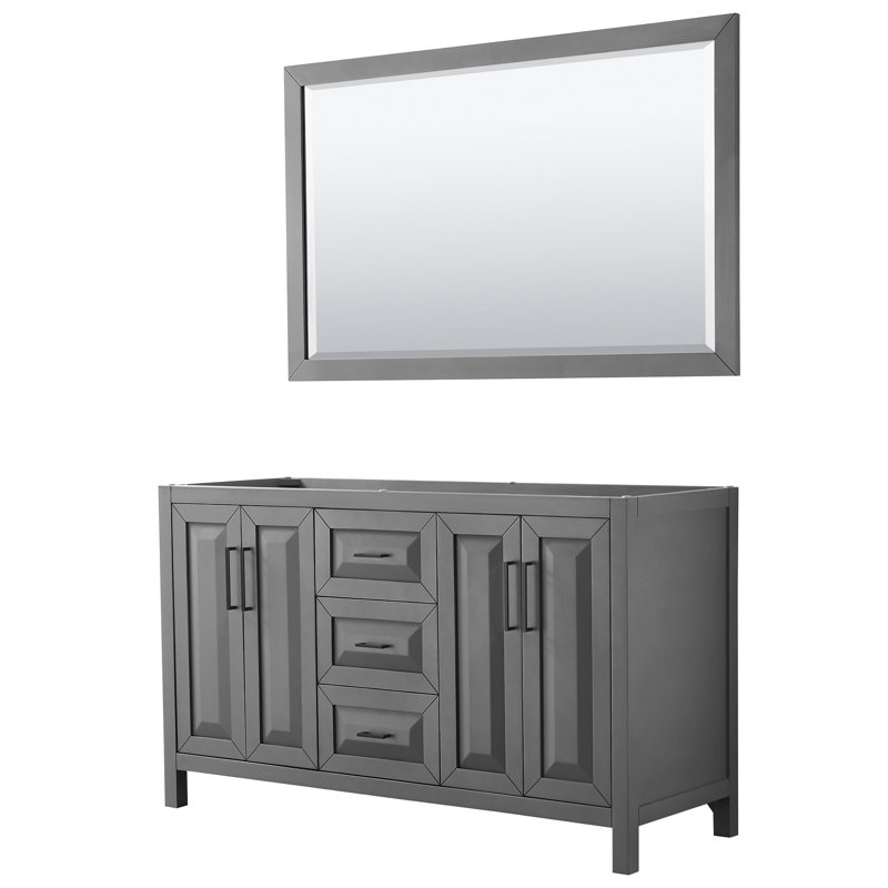 Daria 59'' W Double Bathroom Vanity Base, Dark Gray/Matte Black