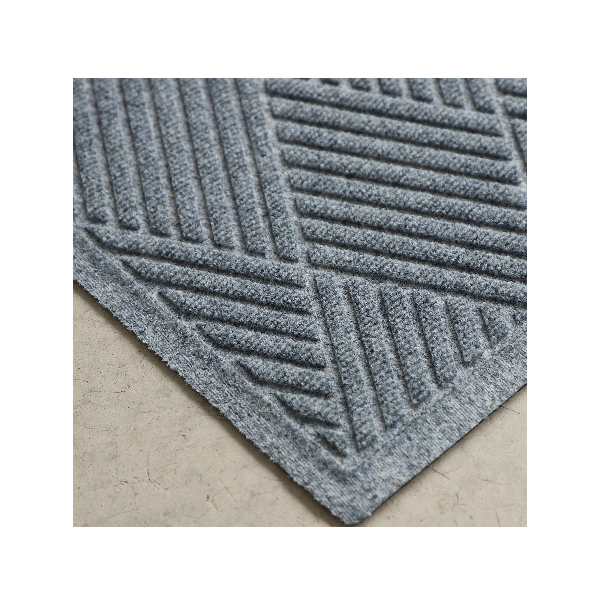 Waterhog Diamonds Indoor Outdoor Doormat, Half Oval 24" x 39", Bluestone