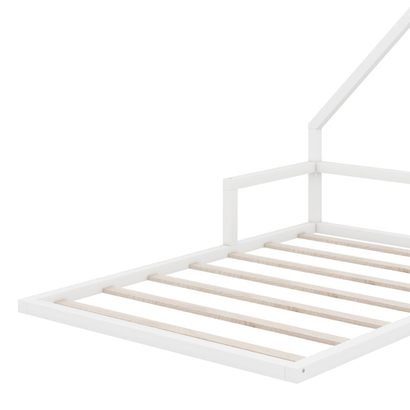 Lit en bois avec tête de lit en bois, Lit double, Blanc
