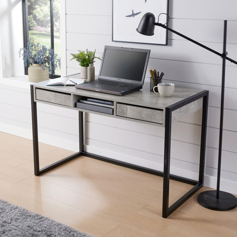 Kraul 120Cm W Rectangular Computer Desk, Black, Grey