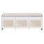 Banc à chaussures de rangement Waverly en rotin avec trois tiroirs et coussin capitonné-134702205