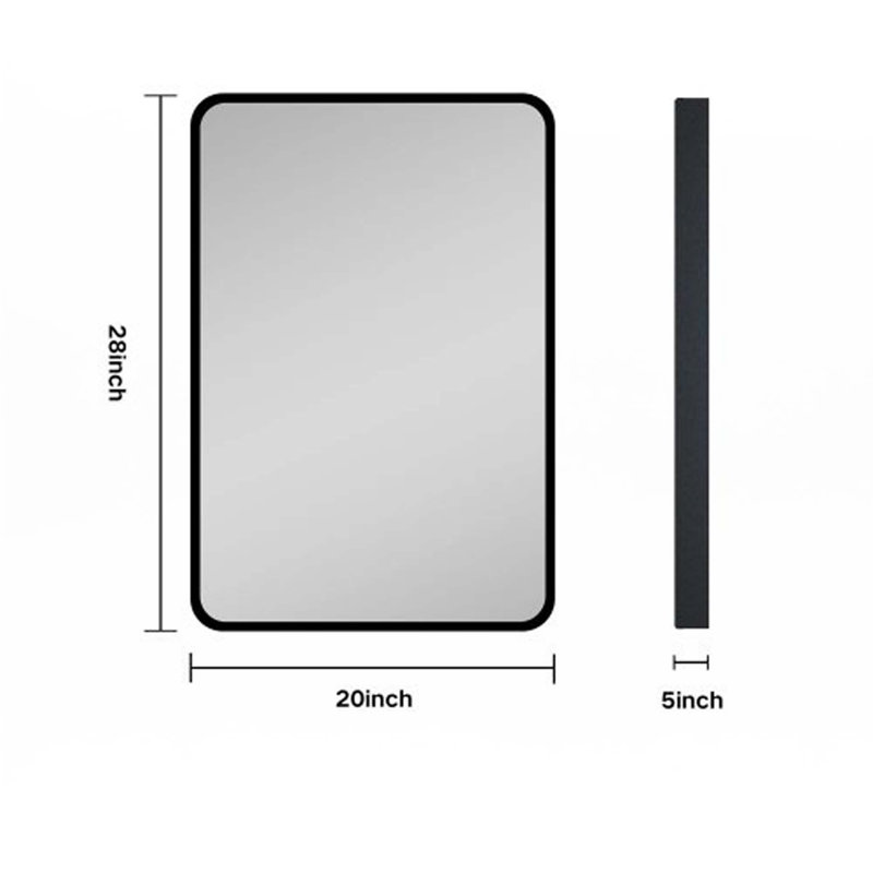 Armoire à pharmacie murale ou en métal avec miroir, H 28 po x L 20 po x l 4,9 po, Black