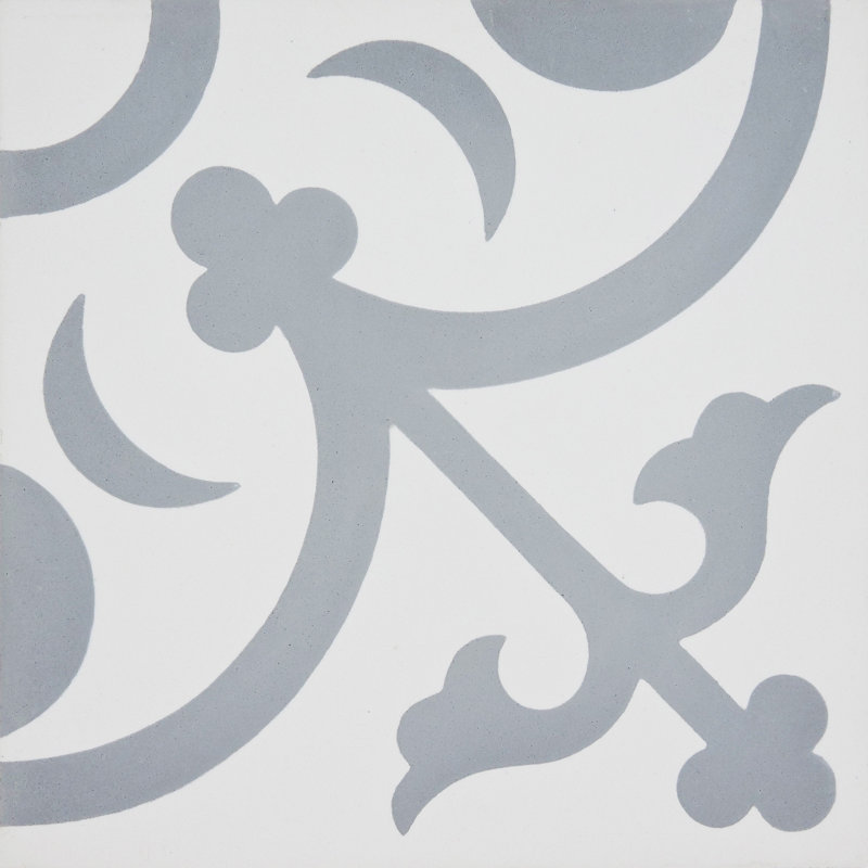 Nador 8" x 8" Cement Patterned Wall & Floor Tile, White/Gray