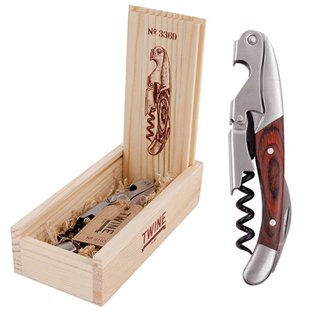 Wooden Handled Double-Hinged Corkscrew in Gift Box