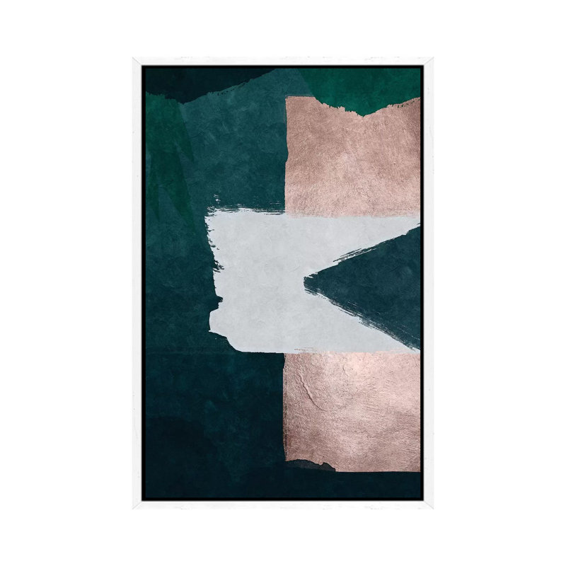 Brush Diptych Green A by Dane Shue - Gallery-Wrapped Canvas Giclée on Canvas, 66.04 cm H x 45.72 cm W, White Framed