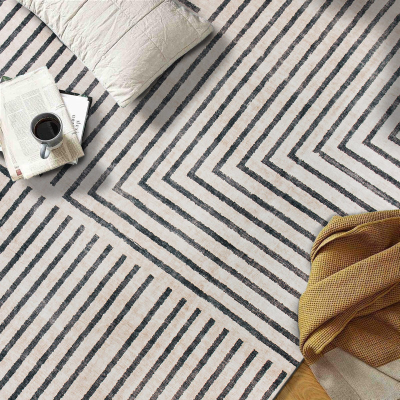 Tapis lavable antidérapant à rayures bohémiennes délavées, Tapis de couloir 2 pi x 4 pi