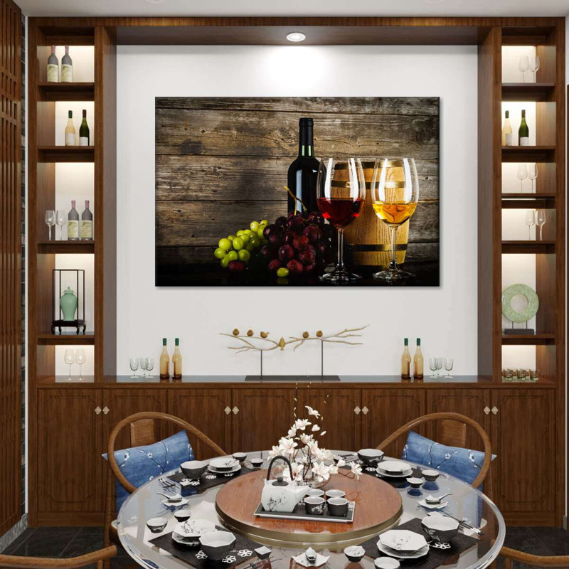 Raisins et vin sur toile, H 8 po x l 12 po x P 1 po