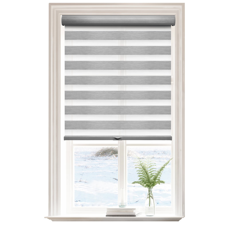 Store zébré sans cordon filtrant la lumière, L 39 po x L 72 po, Gris