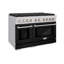 Zline 48 In. 8 Burner Double Oven Gas Range In Stainless Steel With Black Matte Doors