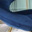 Chaise rembourrée en velours bleu avec structure sécurisée de couleur dorée-228623717