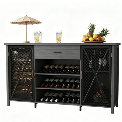 Coffee Bar Cabinet with Mini Fridge Space, 71" L Kitchen Wine Cabinets with Wine Rack & Large Drawer, Wood Buffet Sideboard Table Station for Kitchen, Dining Room, Living Room.