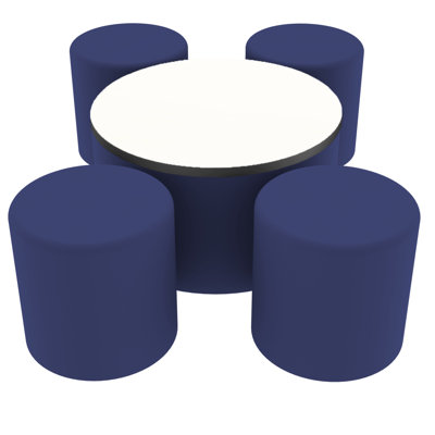 Pro Series Dry-Erase 30" Round Ottoman Table with Round 18" H Seating, 7-Piece Set