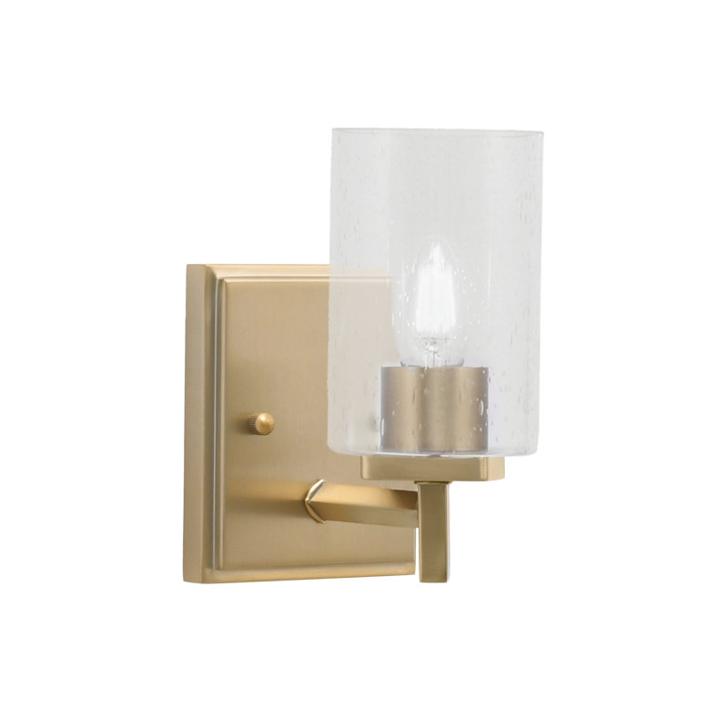 Fausley Wall Sconce Shown With 4" Clear Bubble Glass, New Age Brass