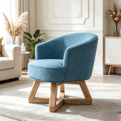 Chaise pivotante avec base en bois en forme de croix