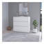 Commode 3 tiroirs Avra, plateau en bois manufacturé et commode avant
