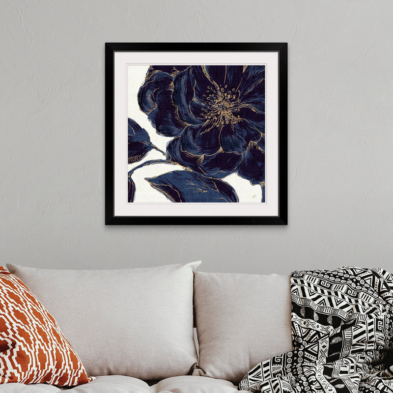 «Indigo Garden II», reproduction d'impression, Cadre noir, H 32 po x l 32 po x P 1 po