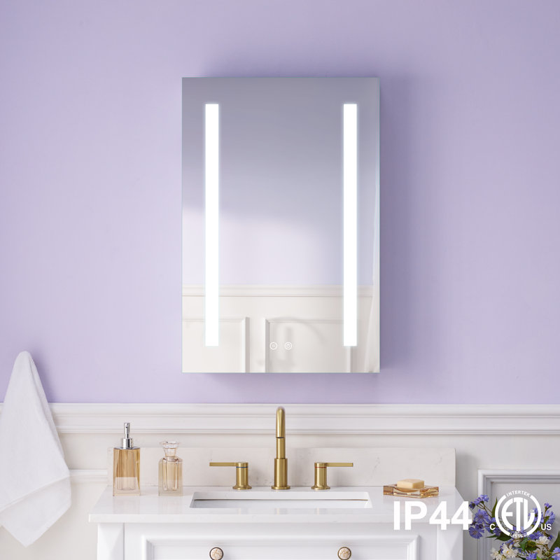 Armoire de salle de bain à miroir encastrée ou à surface pour salle de bain avec tablettes réglables et désembueur, Oui