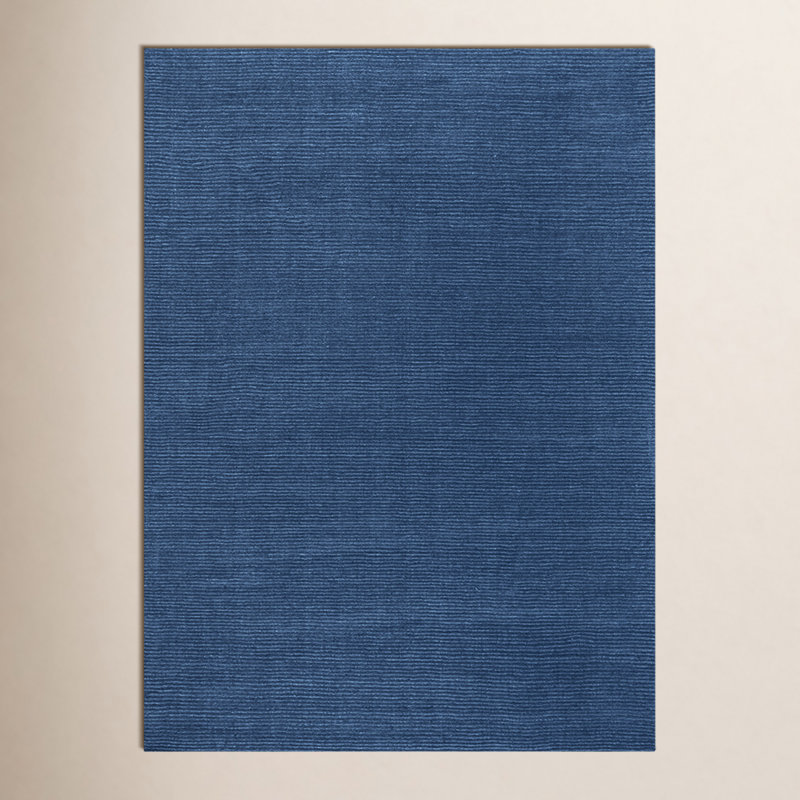 Crowe Handmade Wool Dark Blue Area Rug, Rectangle 8' x 11'