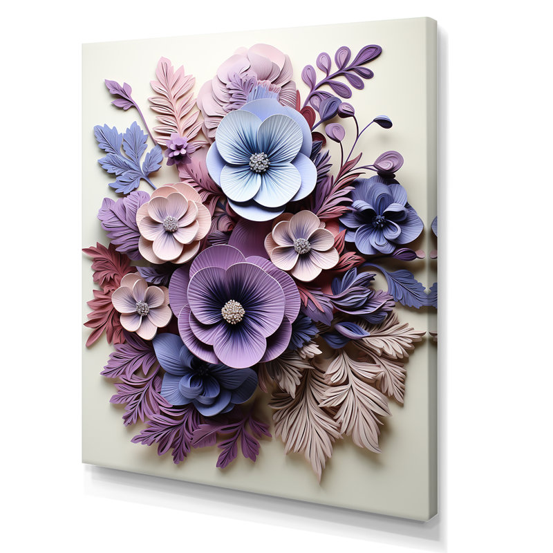 Art mauve dans les pensées, H 32 po x l 24 po x P 1 po, Toile tendue
