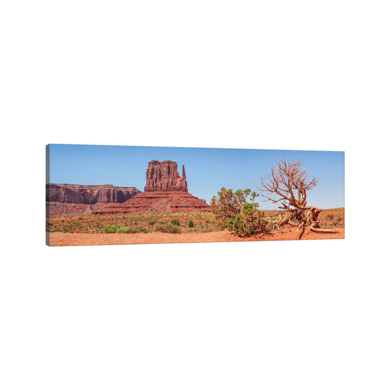 Monument Valley Sentinel Mesa & West Mitten Butte by Melanie Viola - Wrapped Canvas Panoramic Print, 182.88 cm H x 60.96 cm W