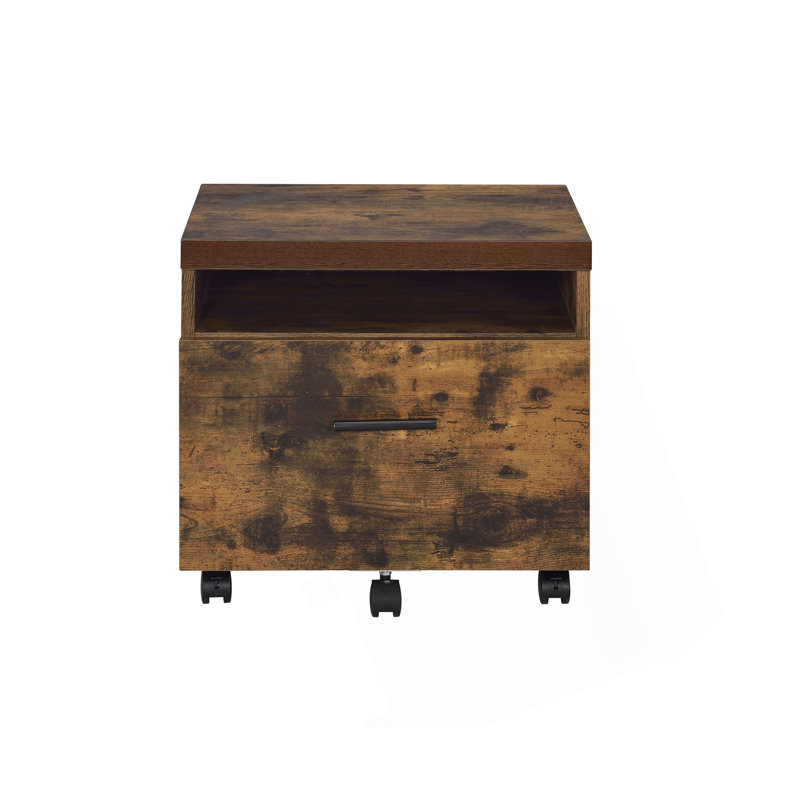 Classeur de style industriel avec tiroir, tablette et roulettes pour un rangement et une mobilité flexibles