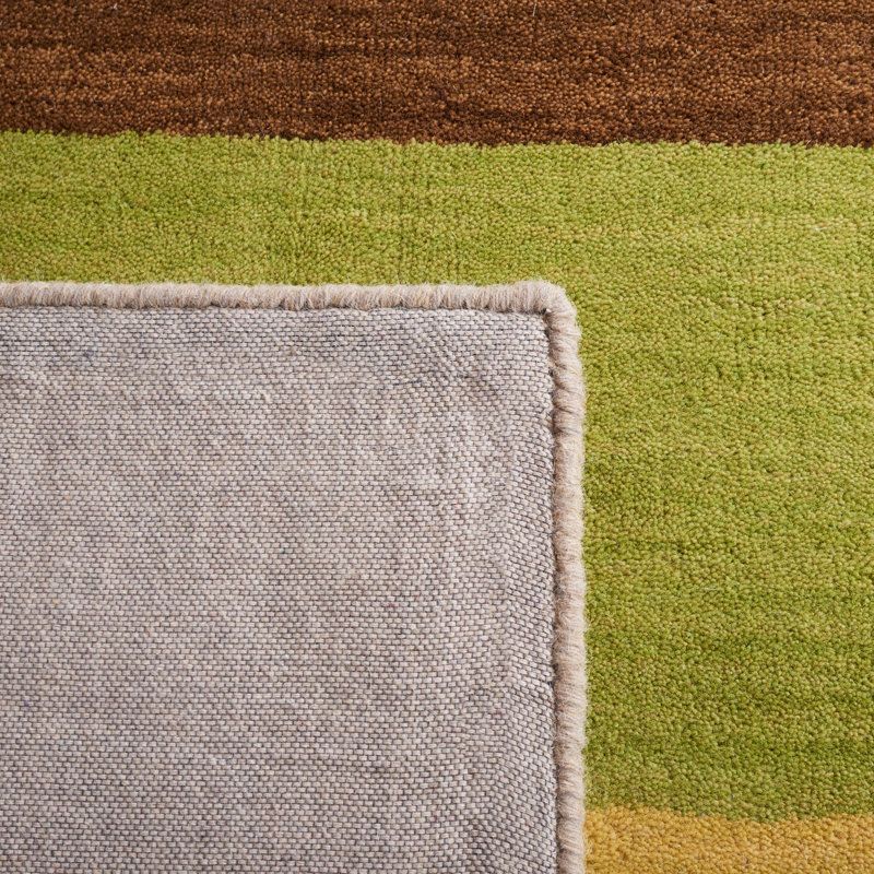 Hossain Striped Handmade Flatweave Wool Yellow/Multi Area Rug, Rectangle 5' x 8'