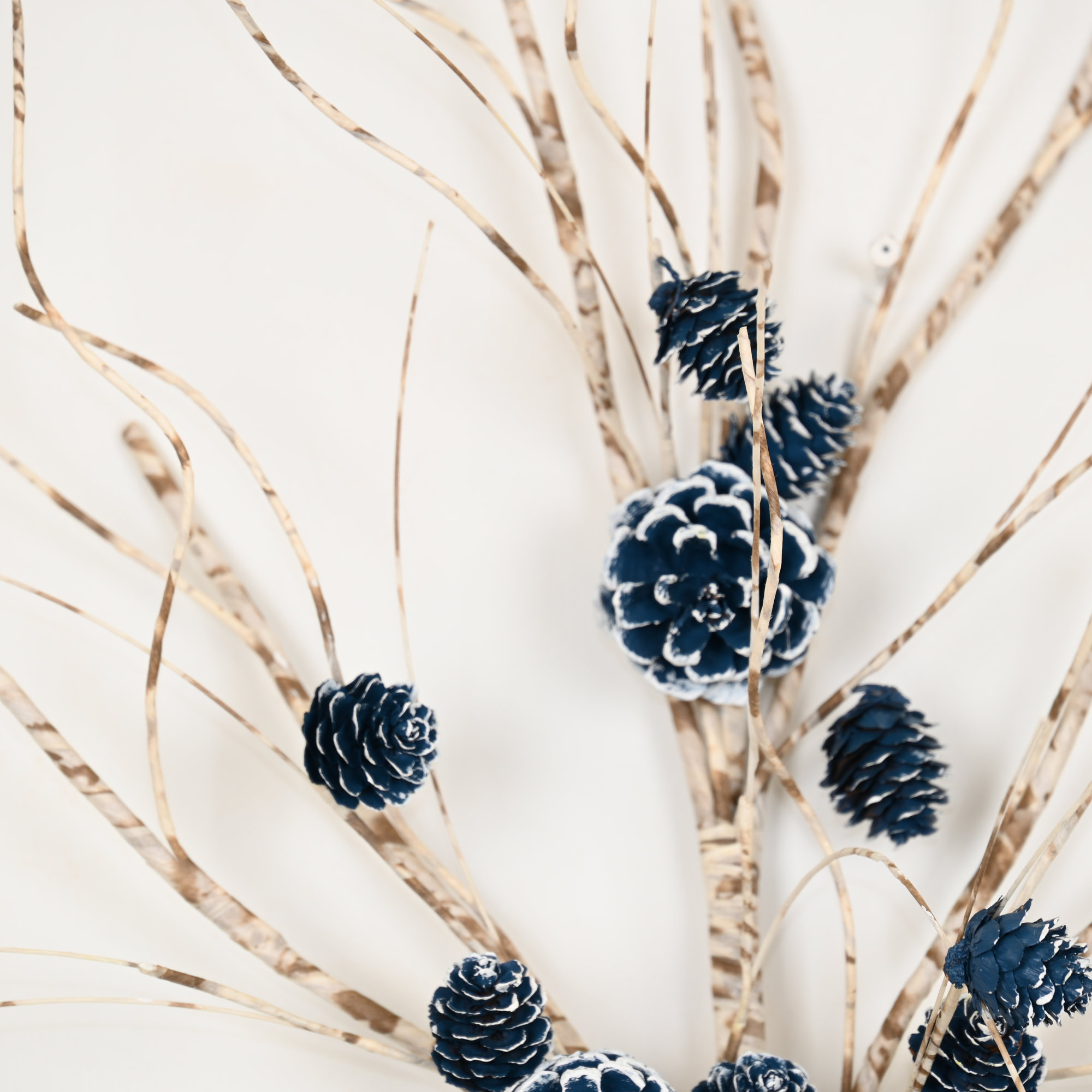 36" Artificial Birch Frosted Pinecones Winter Branch For Vase Filler, Farmhouse Long Stem Curly Twig Sprays Bouquet For Christmas Day Wedding Party Home Office Table Centerpiece Shelf Decorations