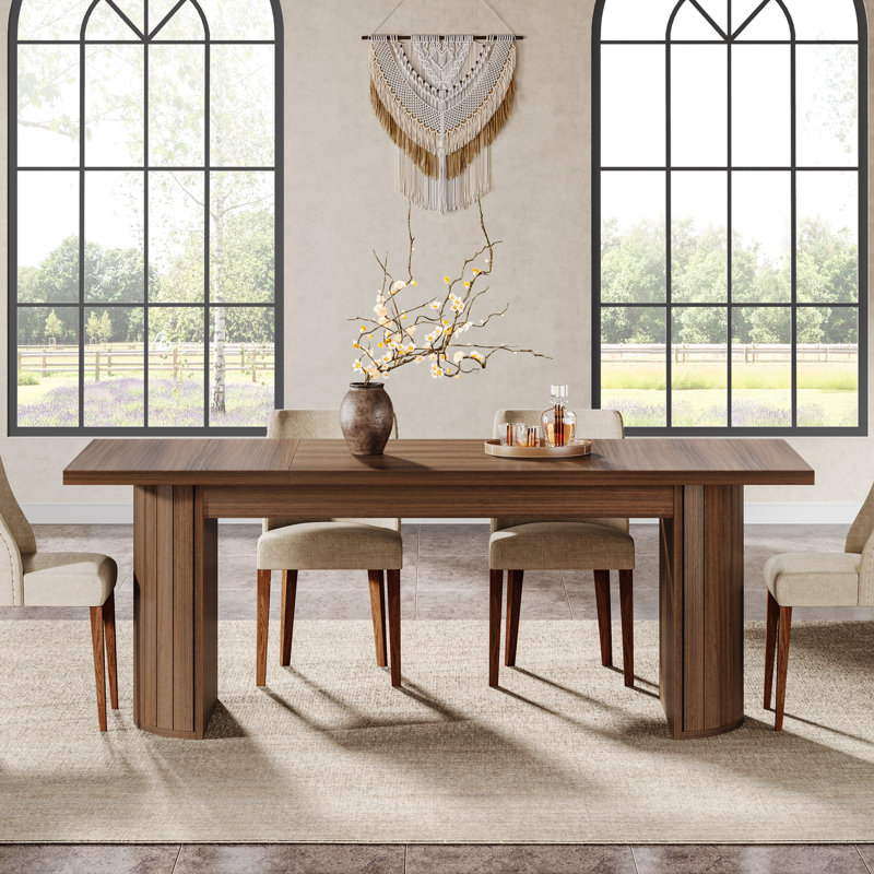 78.74" Walnut Brown Reclaimed Wood Farmhouse Dining Table