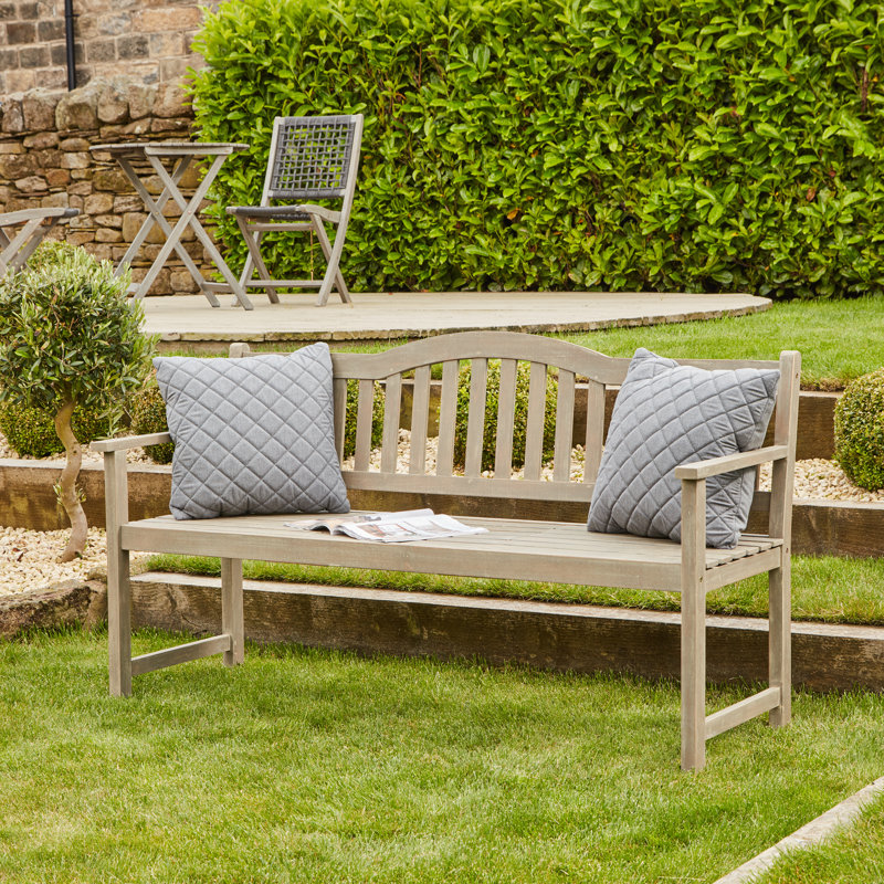Aarna Solid Wood Acacia Outdoor Bench, Grey